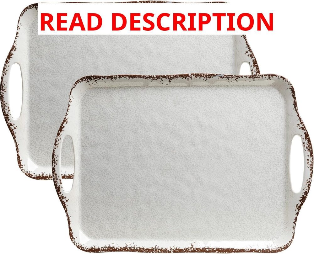 LEHAHA Vintage White Serving Tray Set (2)