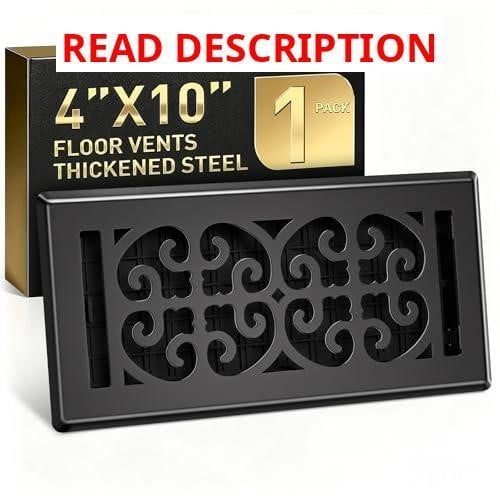 4x10 Floor Register 1-Pack Black Vent Cover