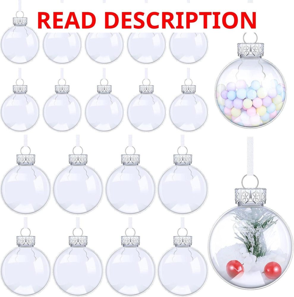Funtery 40 Pcs Clear Plastic Ornament Balls