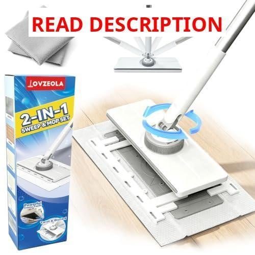 13" Wide Flat Mop with Snap-Grip Cloth Lock