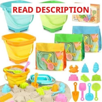 Beach Toys for Kids: 3 Buckets & Shovels