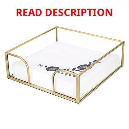 Sumnacon Square Glass Napkin Holder Gold