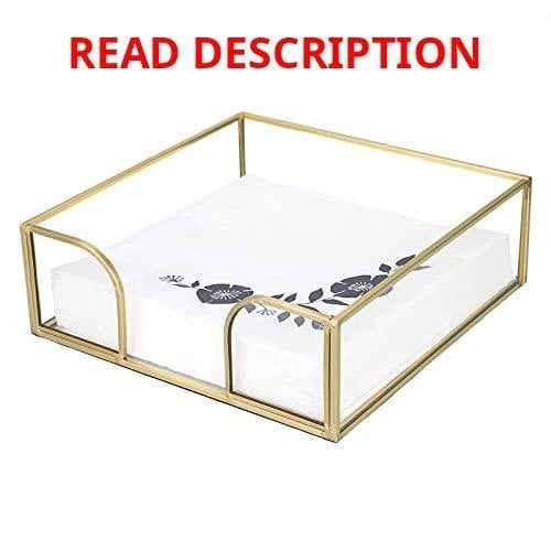 Sumnacon Square Glass Napkin Holder Gold