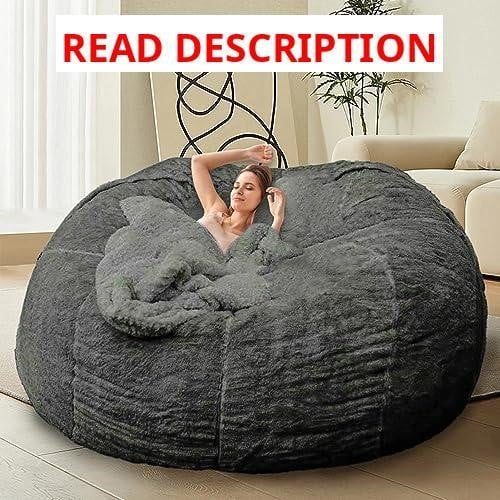 HDMLDP Bean Bag Chair COVER 5FT Dark Grey