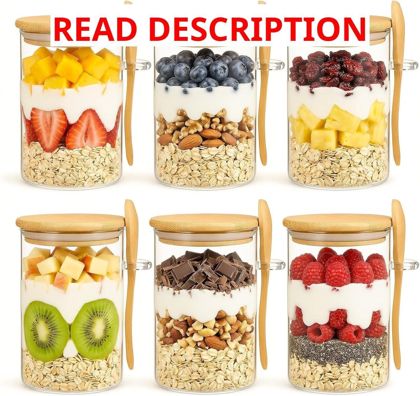 6 Pack 22oz Overnight Oats Jars