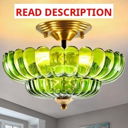 Modern 3-Light Black Green Shade Flush Mount