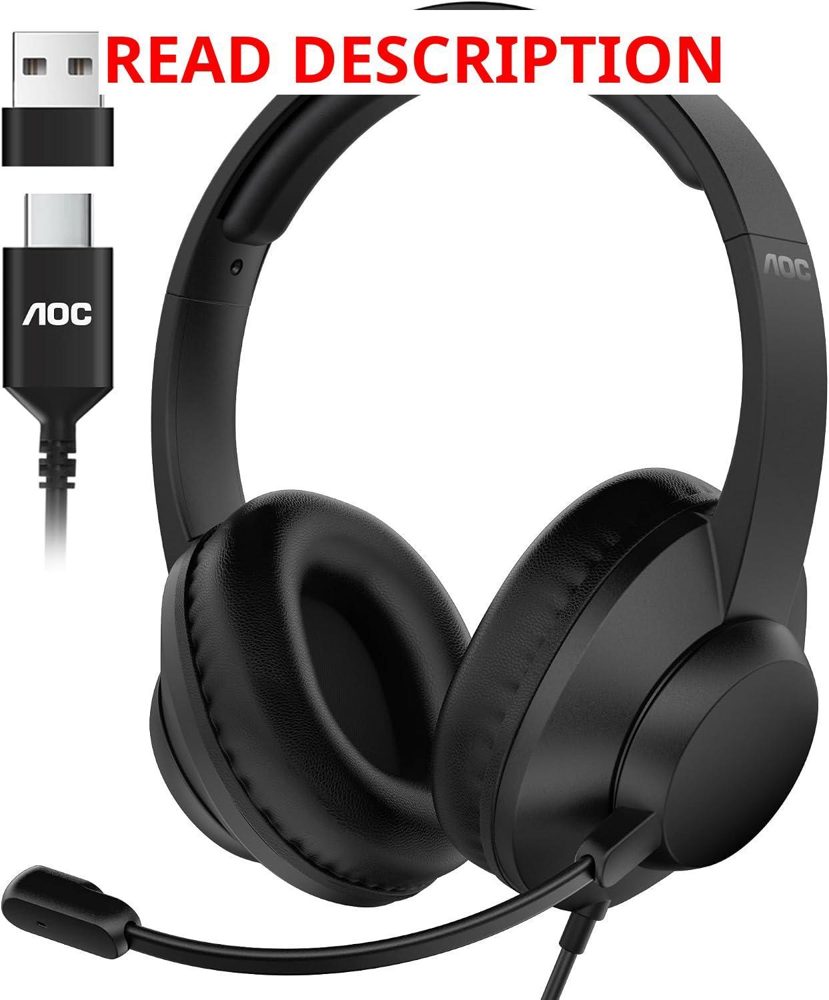 AOC USB Headset with Mic Over-Ear (Black)