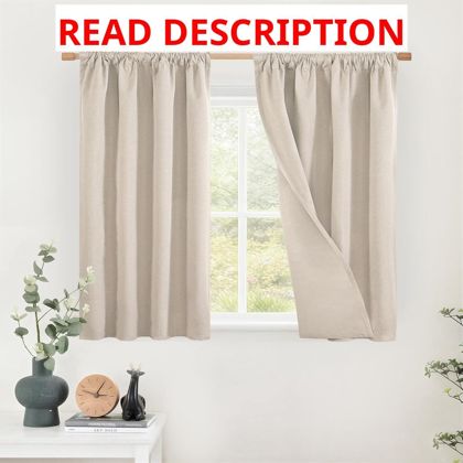 BGment Linen Blackout Curtains 40" Panel Set