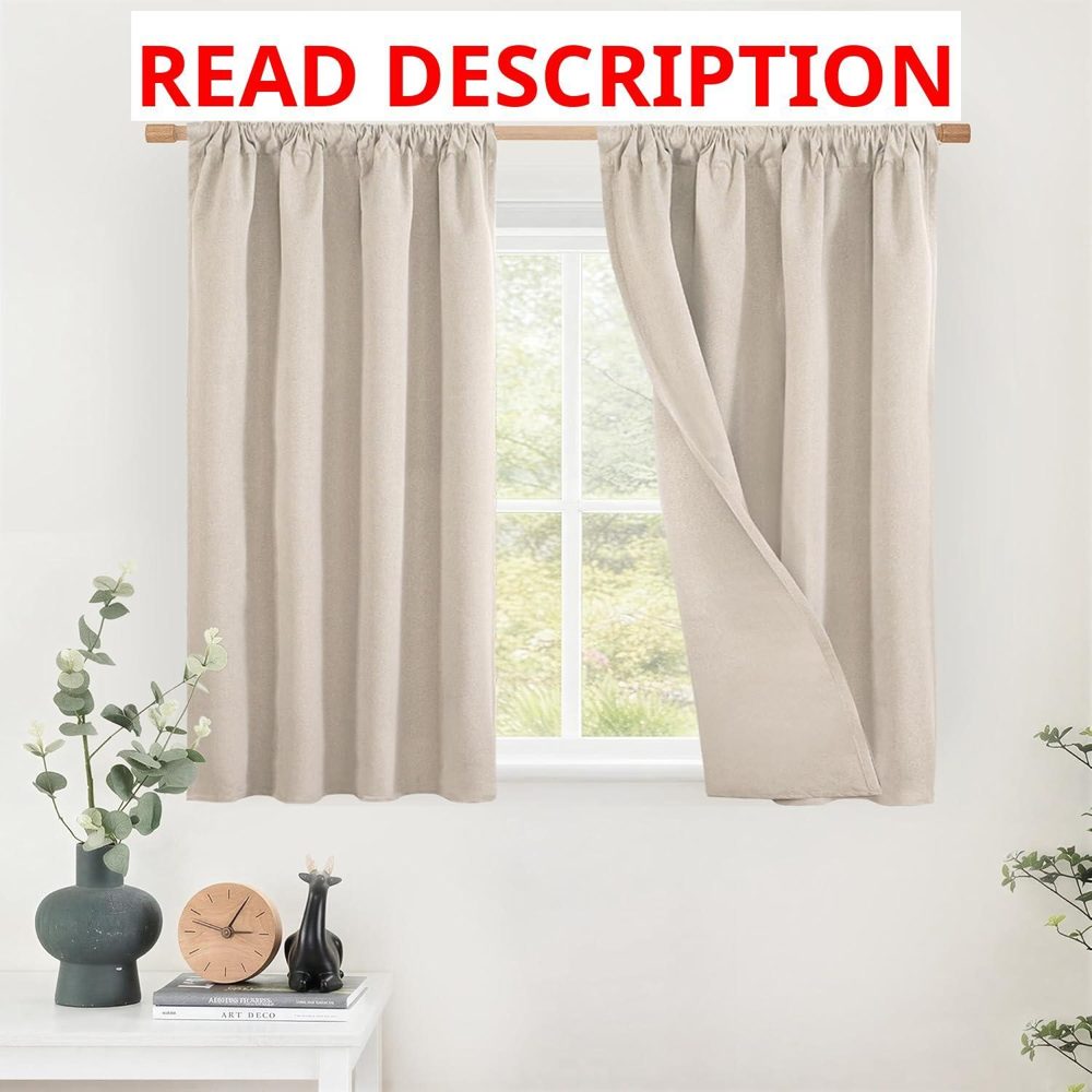 BGment Linen Blackout Curtains 40" Panel Set