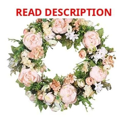 Artificial Peony Wreath for Front Door Decor