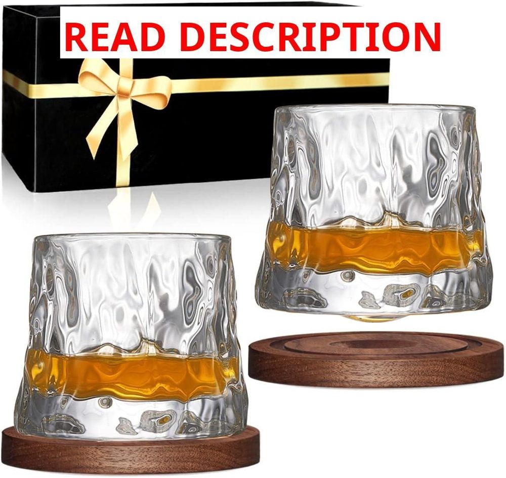 Whiskey Glasses Set of 2 with Coasters