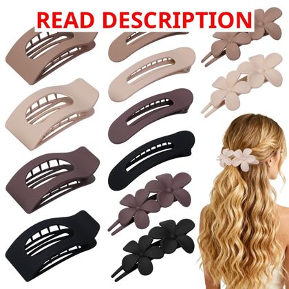 12 Pack Flat Hair Clips for Women - Matte