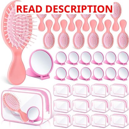 Meanplan 36 Pcs Mini Hair Brush Set Pink
