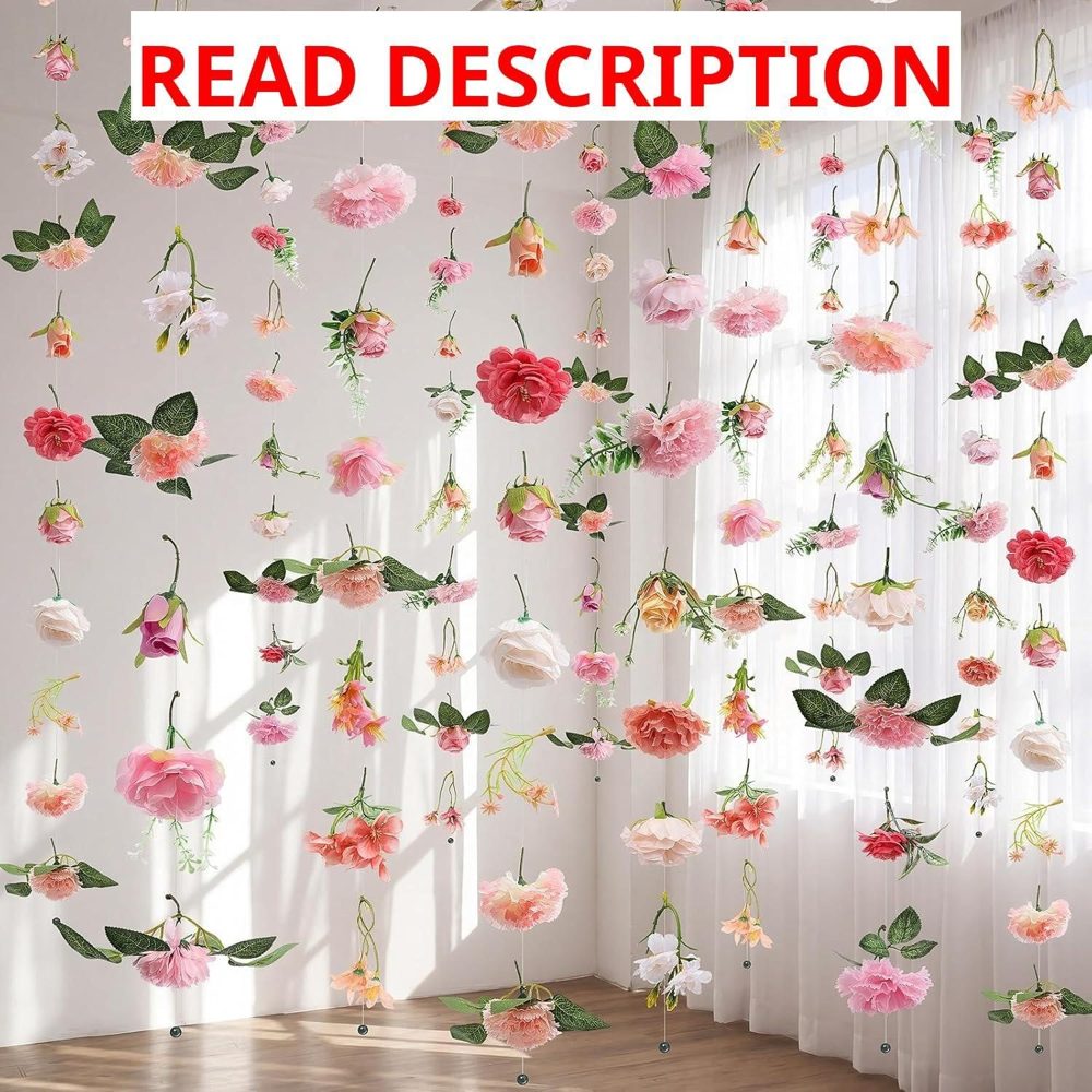 Hanging Floral Garland Silk Pink backdrop