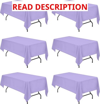 BRILLMAX 6 Pack Lavender Tablecloth 60x102"