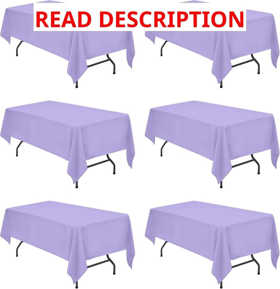 BRILLMAX 6 Pack Lavender Tablecloth 60x102"