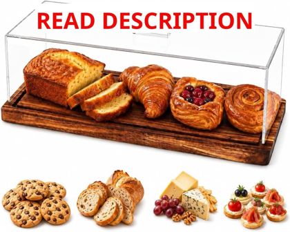 Acacia Wood Pastry Display Tray with Lid