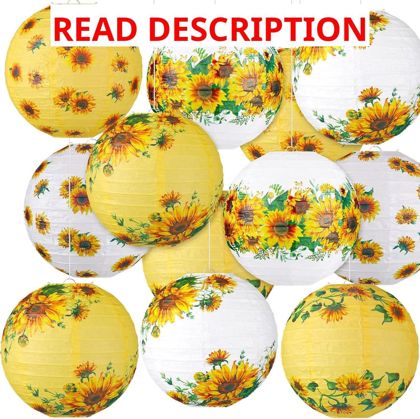 Panelee Sunflower Lanterns 12 Pack 8" Y&W