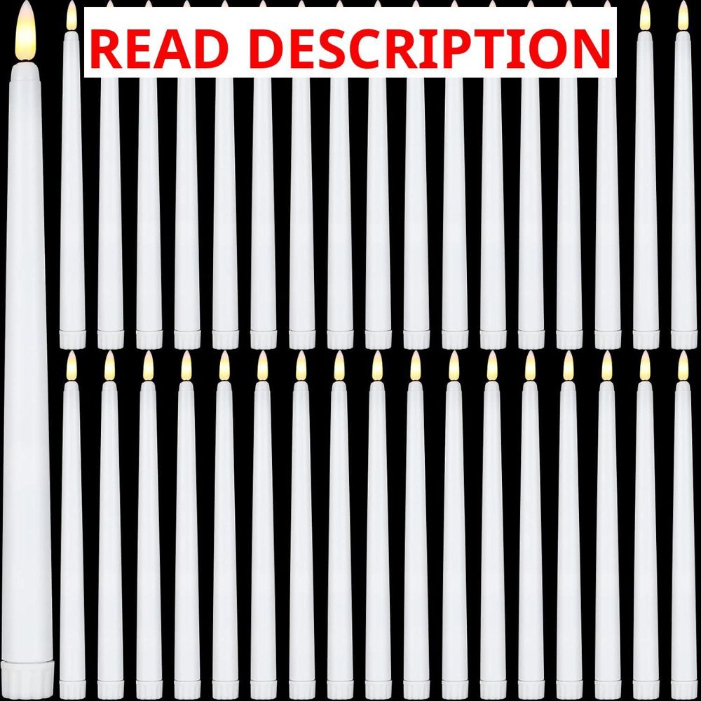 Reginary Flameless Taper Candles 11" White
