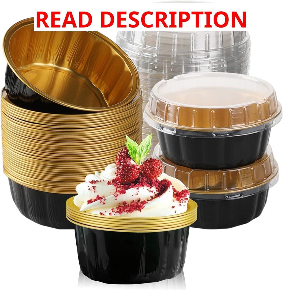 100 Pcs 8 oz Aluminum Foil Cups with Lids