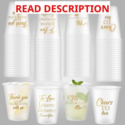 Yungyan 100 Pcs Cups 12 oz Clear (Black Text)