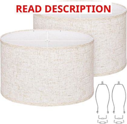 Oval Lamp Shades Set 2   Beige Linen Shades
