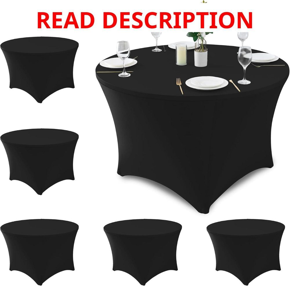 5ft Spandex Round Table Covers 6 Pack Black