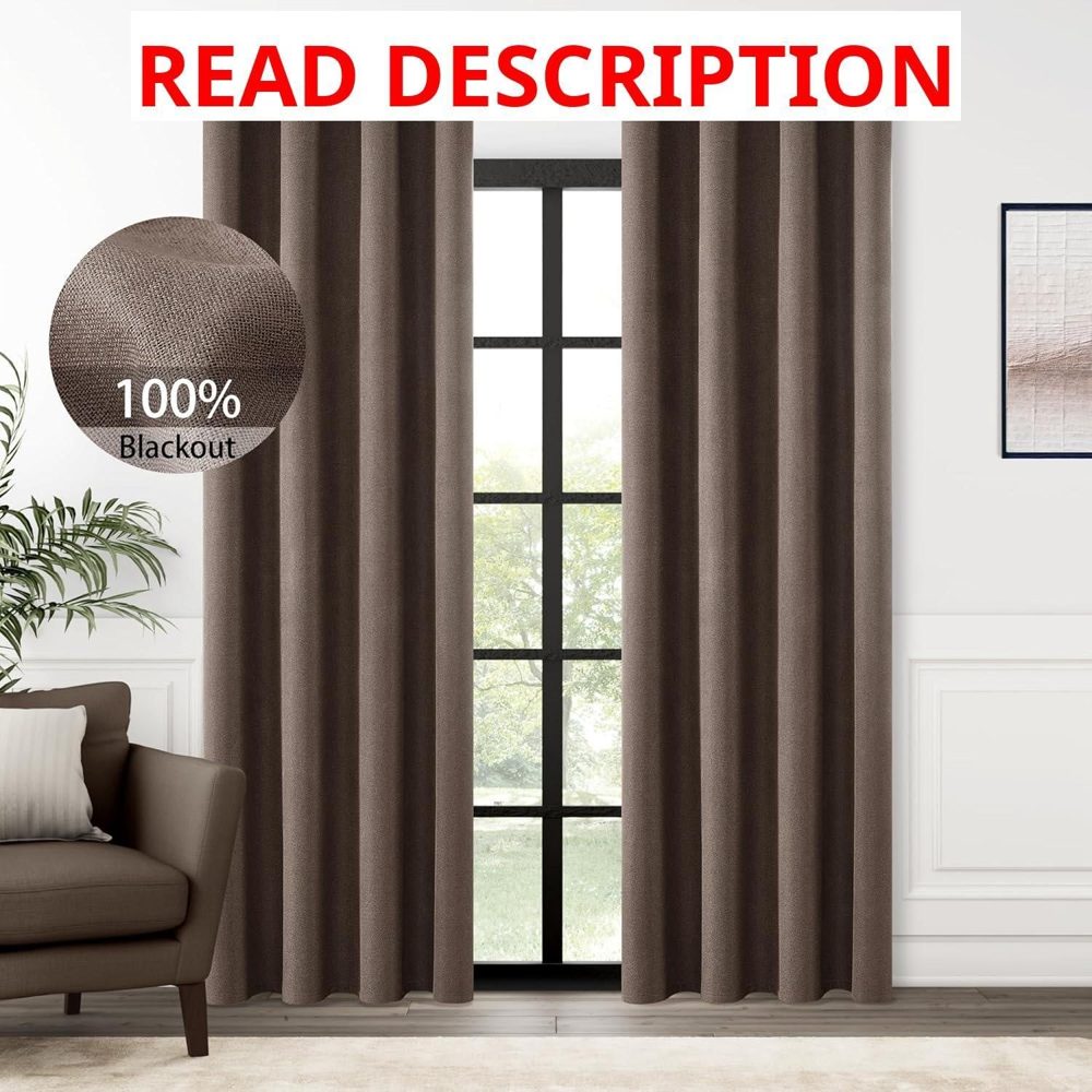 ChrisDowa Brown Blackout Curtains 84" 2 Panels