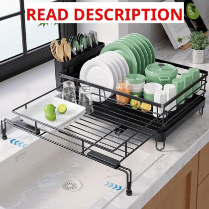Kitsure Extendable Dish Drying Rack Black