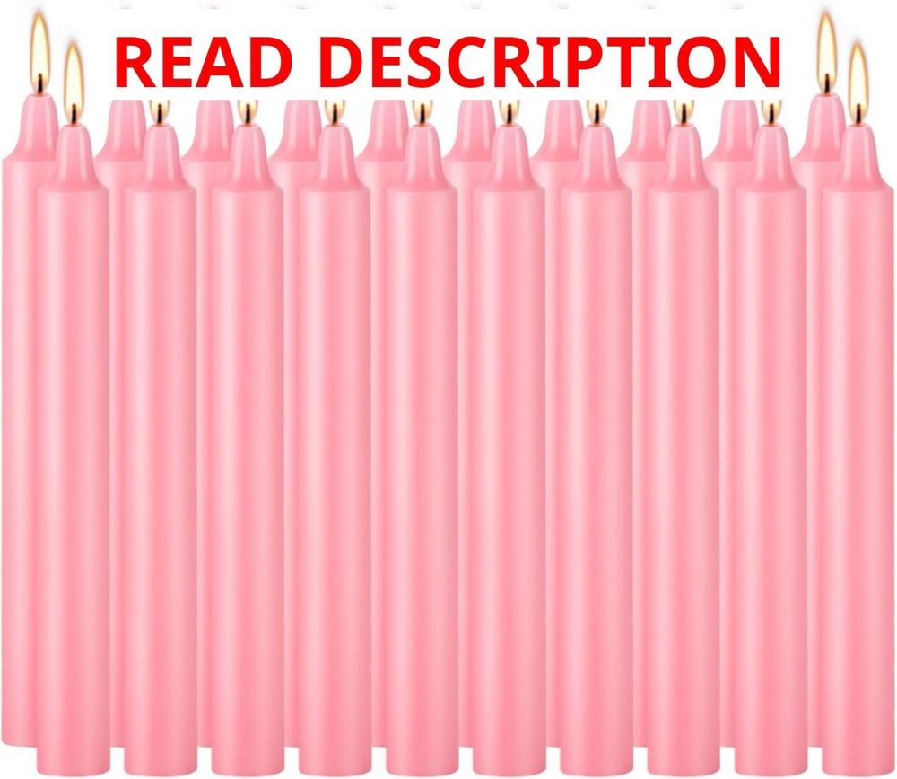 YOROXRG 40 Pack Unscented 4" Taper Candles Pink