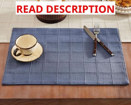 Linen Checked 6-Pack Placemats Blue 13x19