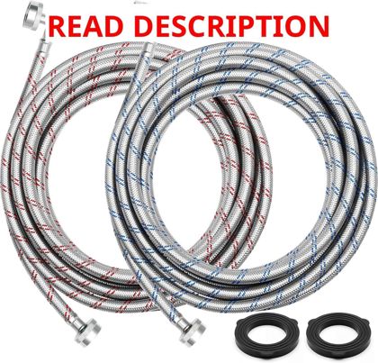 25ft Braided Washing Machine Hoses 3/4" FHT
