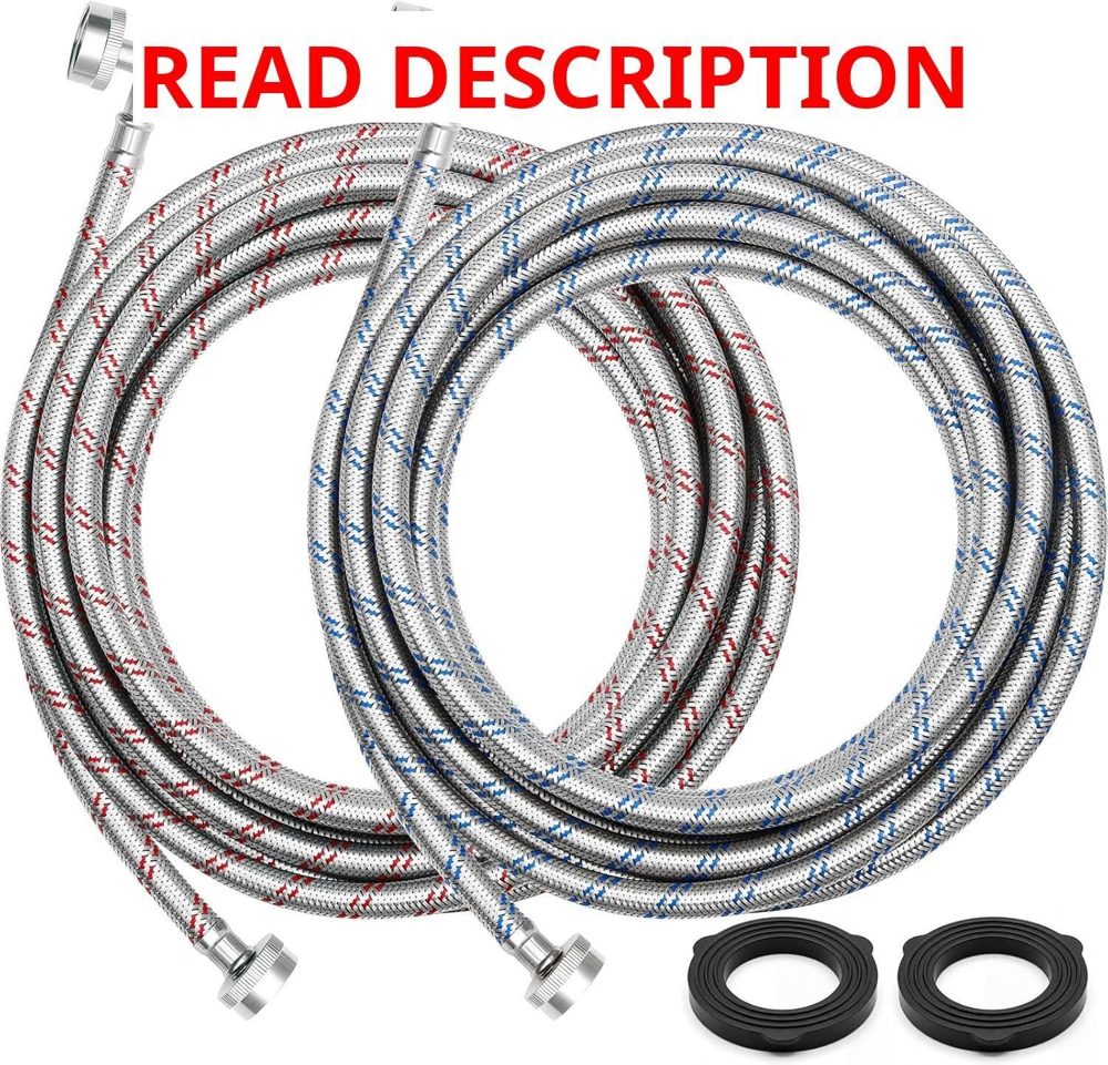 25ft Braided Washing Machine Hoses 3/4" FHT