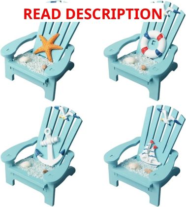 Wooden Mini Chair Ornament Blue 4-Pack