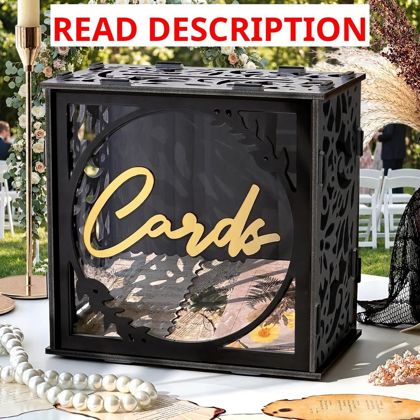 Black & Gold Wedding Card Box for Reception