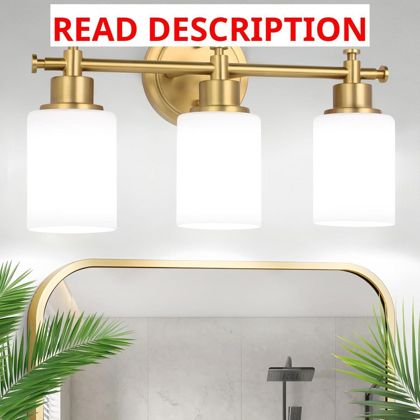 Brushed Gold 3-Bulb Vanity Light 17.5"