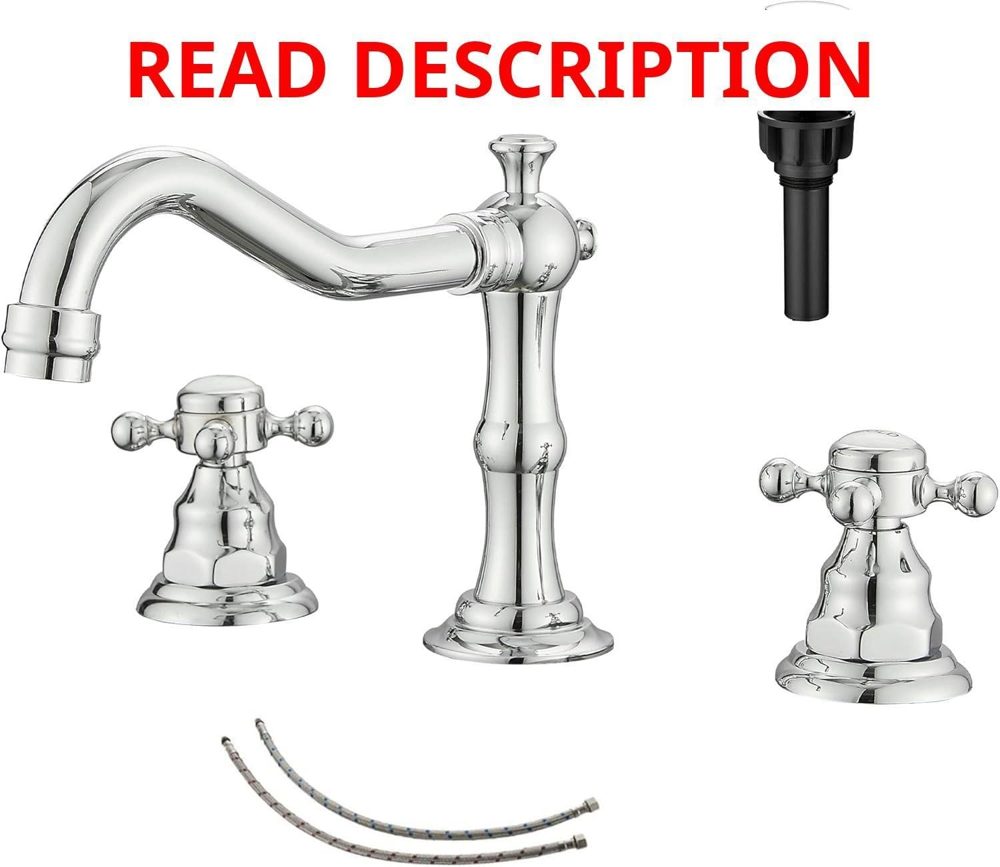 Chrome Widespread Sink Faucet with Drain