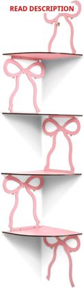 Kathfly 4 Tie Pink Bow Corner Shelf