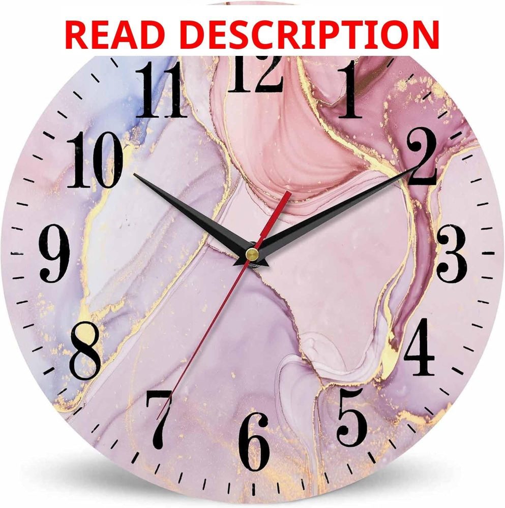 Mxocom Pink Fluid Art Wall Clock 10" Silent