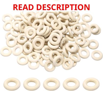 Uxcell 250 Pcs 15mm Natural Wood Rings for DIY