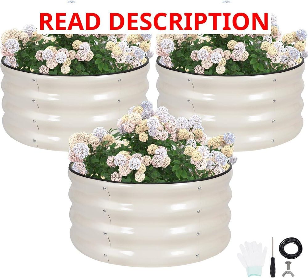 G-GOOD GAIN Round Garden Bed 2x2x1ft 3Pcs