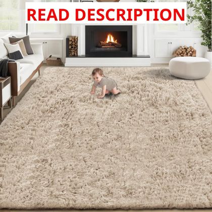 Camel 8x10 Shag Washable Rug for Living Room