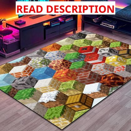 Block Game Rug: Pixel Cube Play Mat 70x55