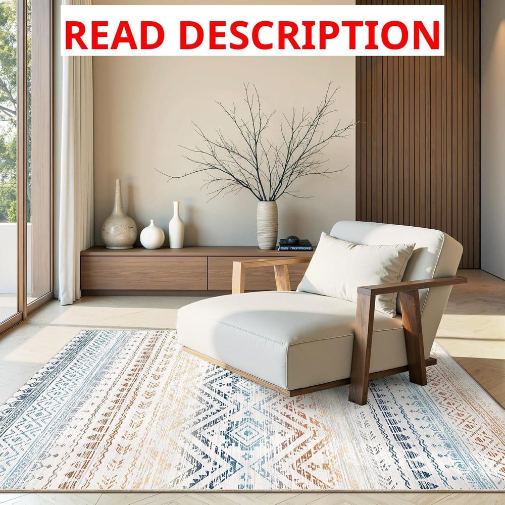 Miukiki 3x5 Washable Rug Moroccan Non-Slip