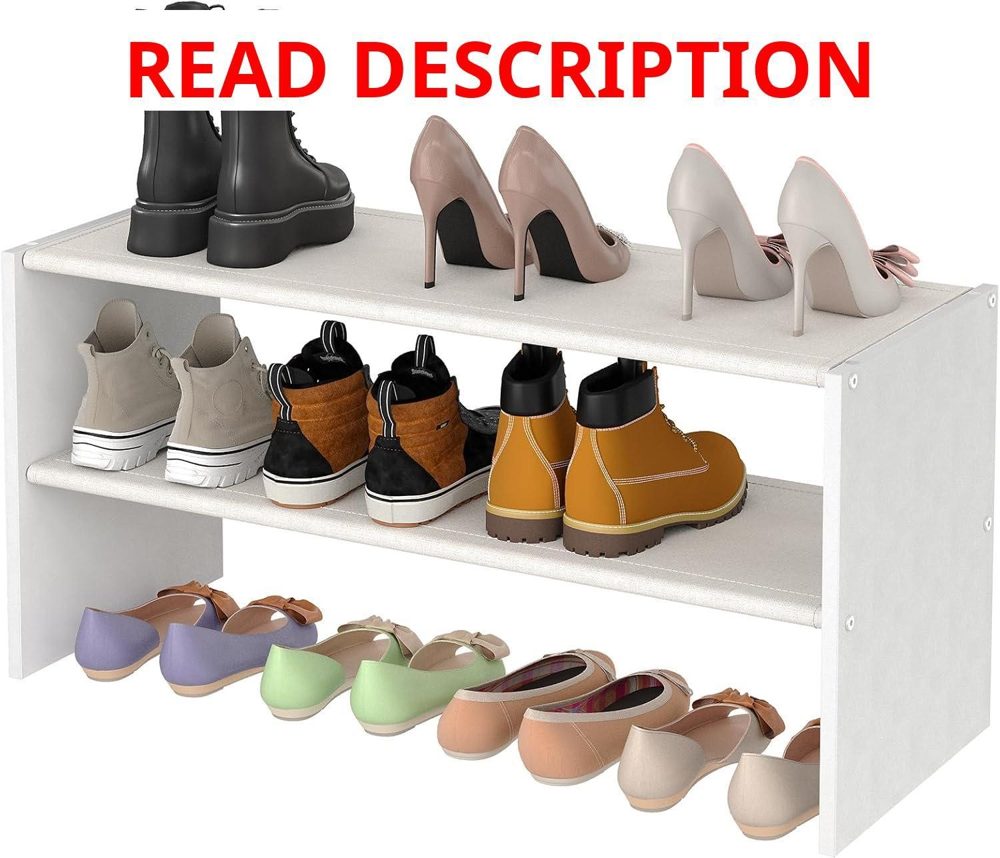 Cidaziya 2-Tier Small White Shoe Rack