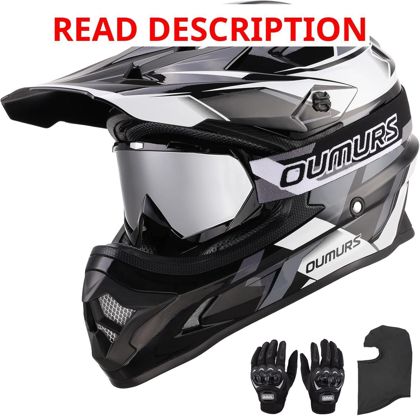 OUMURS DOT ATV Helmet with Goggles Visor M