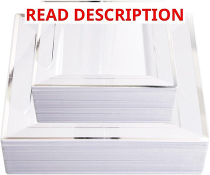 Liacere White/Silver Square Plates 100Pcs