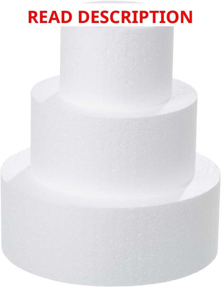 Crafare 3 Tiers Round Foam Cake Dummies Set
