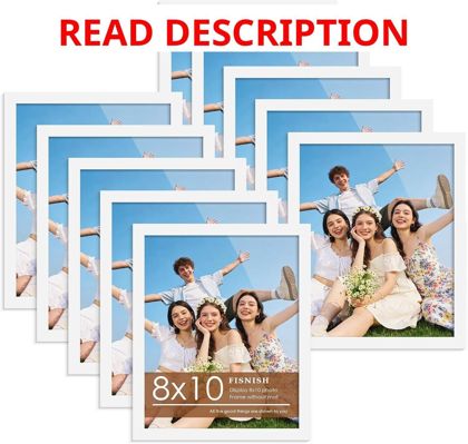 8x10 Picture Frame Set of 10 White