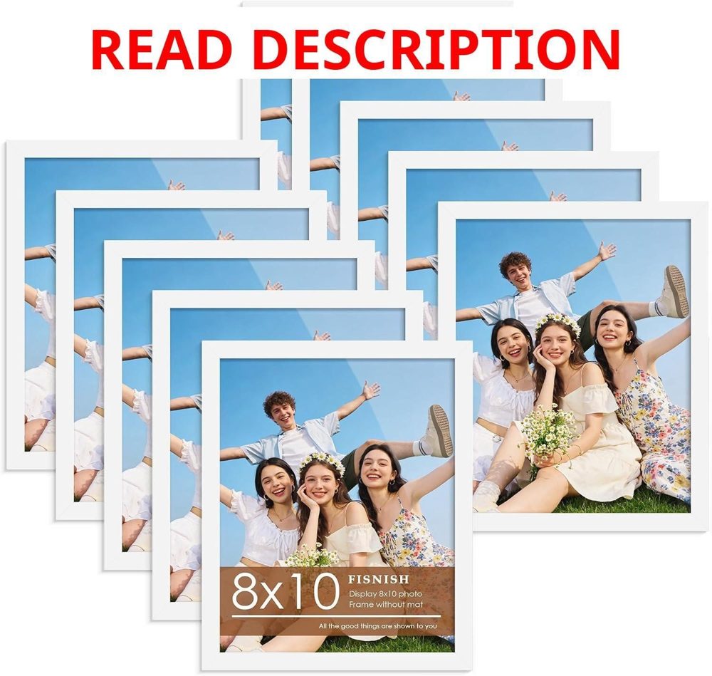 8x10 Picture Frame Set of 10 White